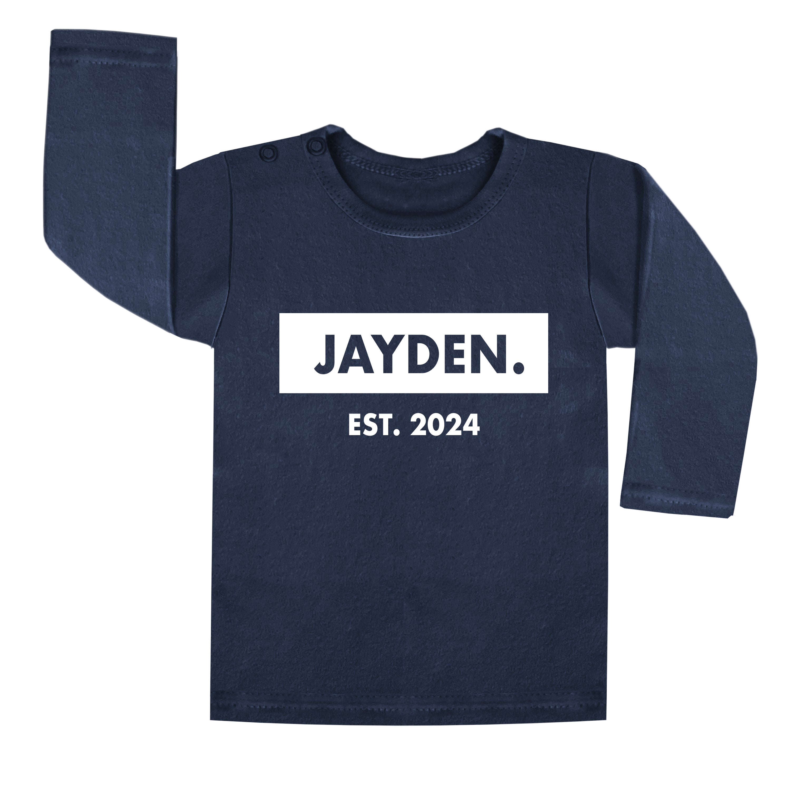 Gepersonaliseerd naamshirt met naam en geboortejaar. Naam shirt voor jongens. Kraamcadeau zwangerschap zwangerschapsaankondiging. Unieke jongenskleding