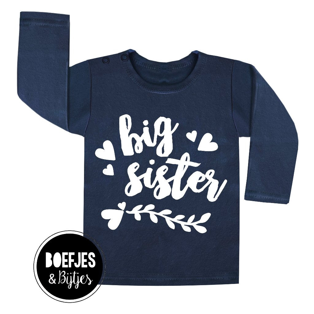 Big Sister shirtje. Voor grote zus (to be) zwangerschapsaankondiging. Zwanger aankondiging. Unieke meisjes kleding