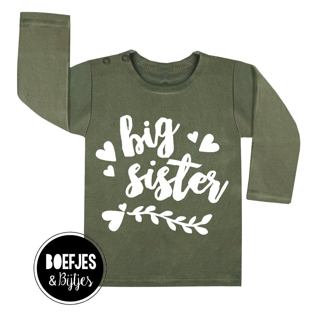 Big Sister shirtje. Voor grote zus (to be) zwangerschapsaankondiging. Zwanger aankondiging. Unieke meisjes kleding