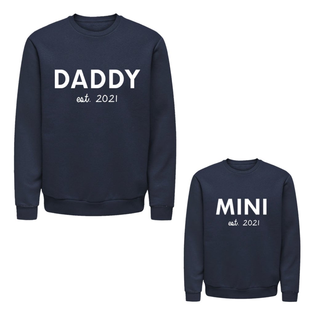 Twinning Twin Set vaderdagcadeau kerstcadeau sinterklaascadeau kado voor papa vader matchen met kind zwangerschapsaankondiging vader en zoon papa en dochter uniek vaderdag kado boefjes en bijtjes truien Daddy Mini