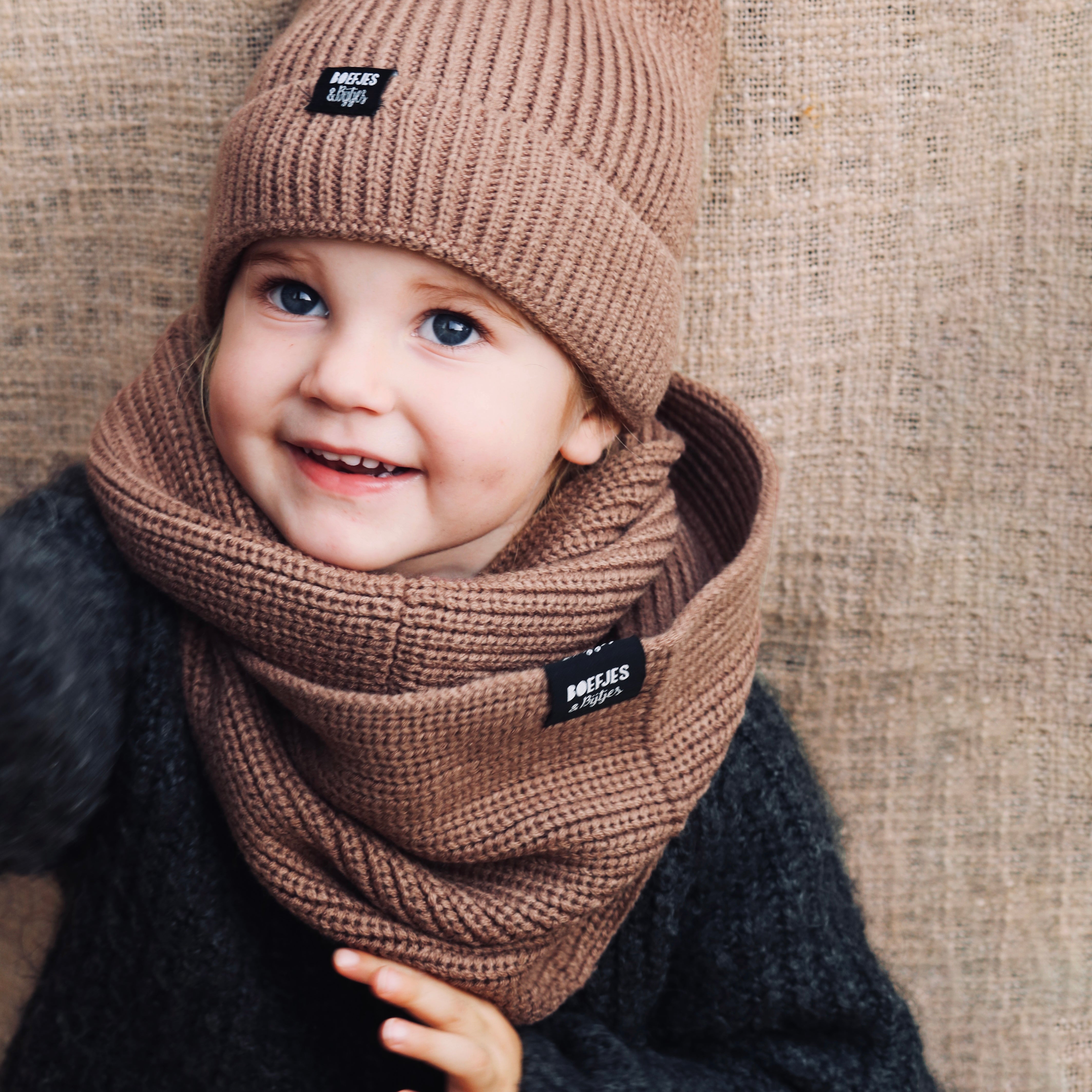 Set Colsjaal + Beanie - Taupe