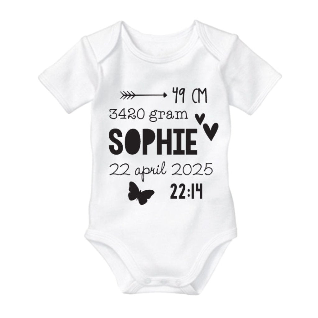 Geboorte rompertje. Rompertje met de gegevens van de geboorte zwanger zwangerschap babyshower kraamcadeau cadeautip. Babycadeau voor het leven. Uniek baby cadeautje. Geboorte cadeau