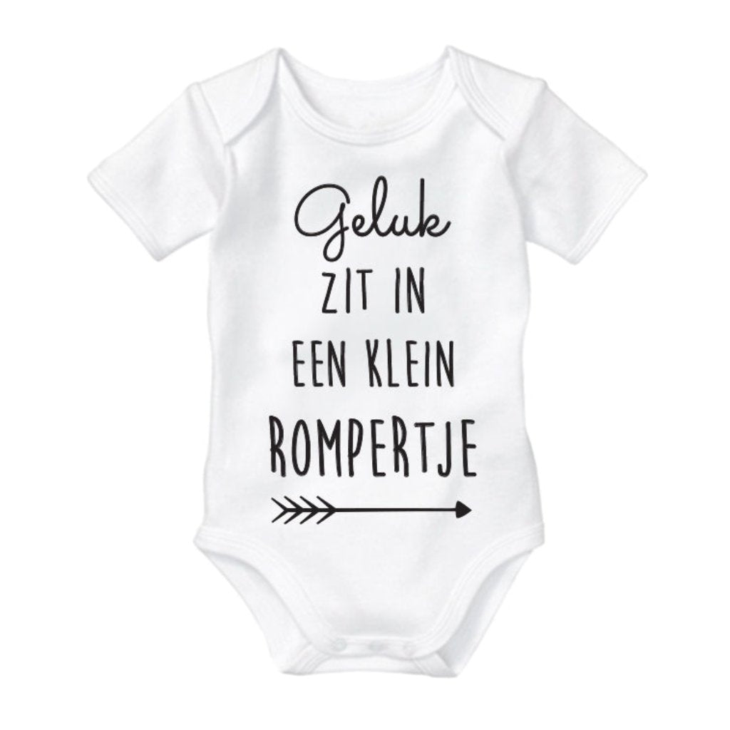 Geluk zit in een klein rompertje Zwangerschapsaankondiging opa en oma familie vrienden. Unieke aankondiging. Baby on the way. In verwachting shirtje zwanger zwangerschap babyshower kraamcadeau cadeautip