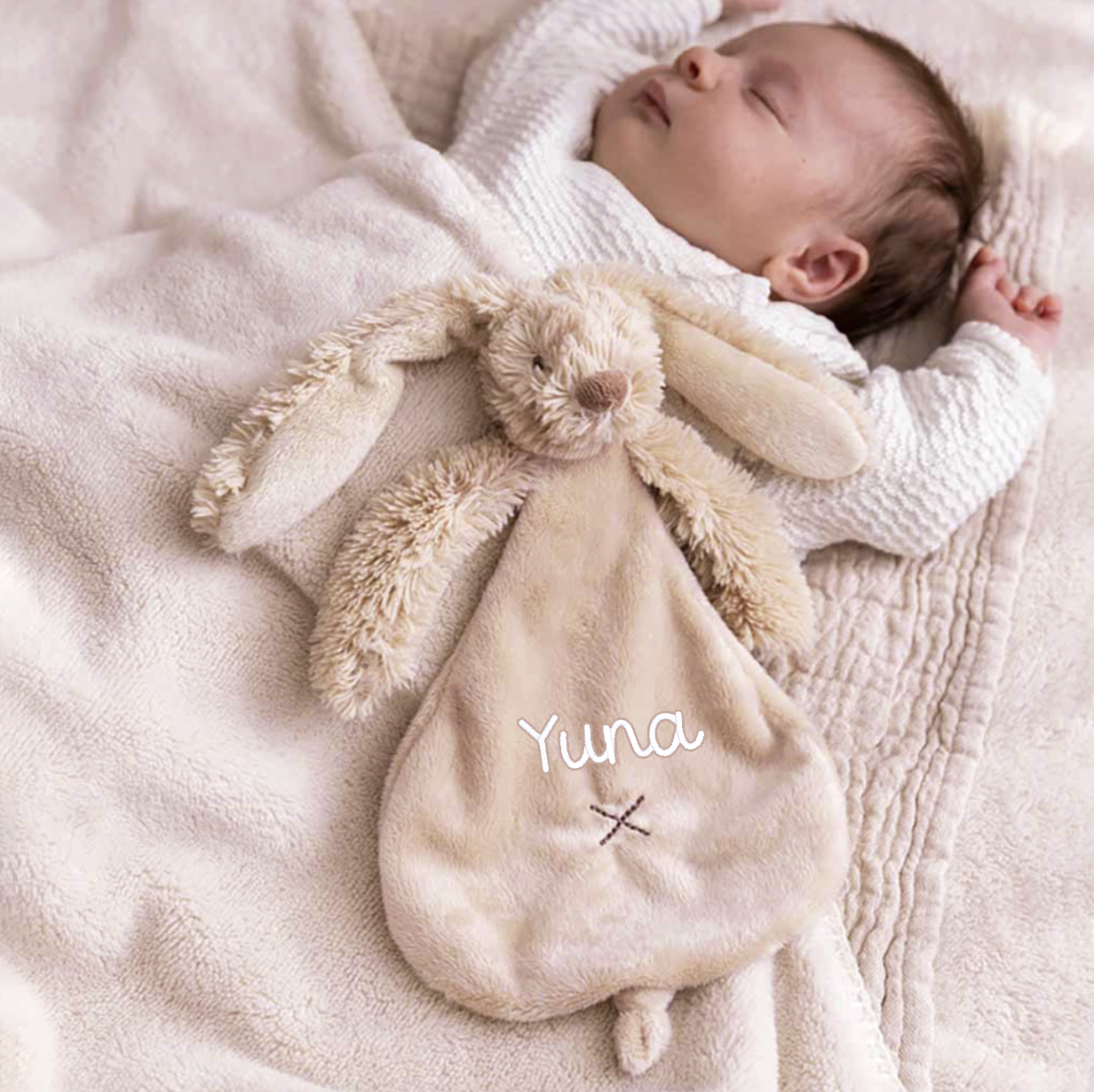 Happy Horse | Knuffeldoekje met naam - Beige