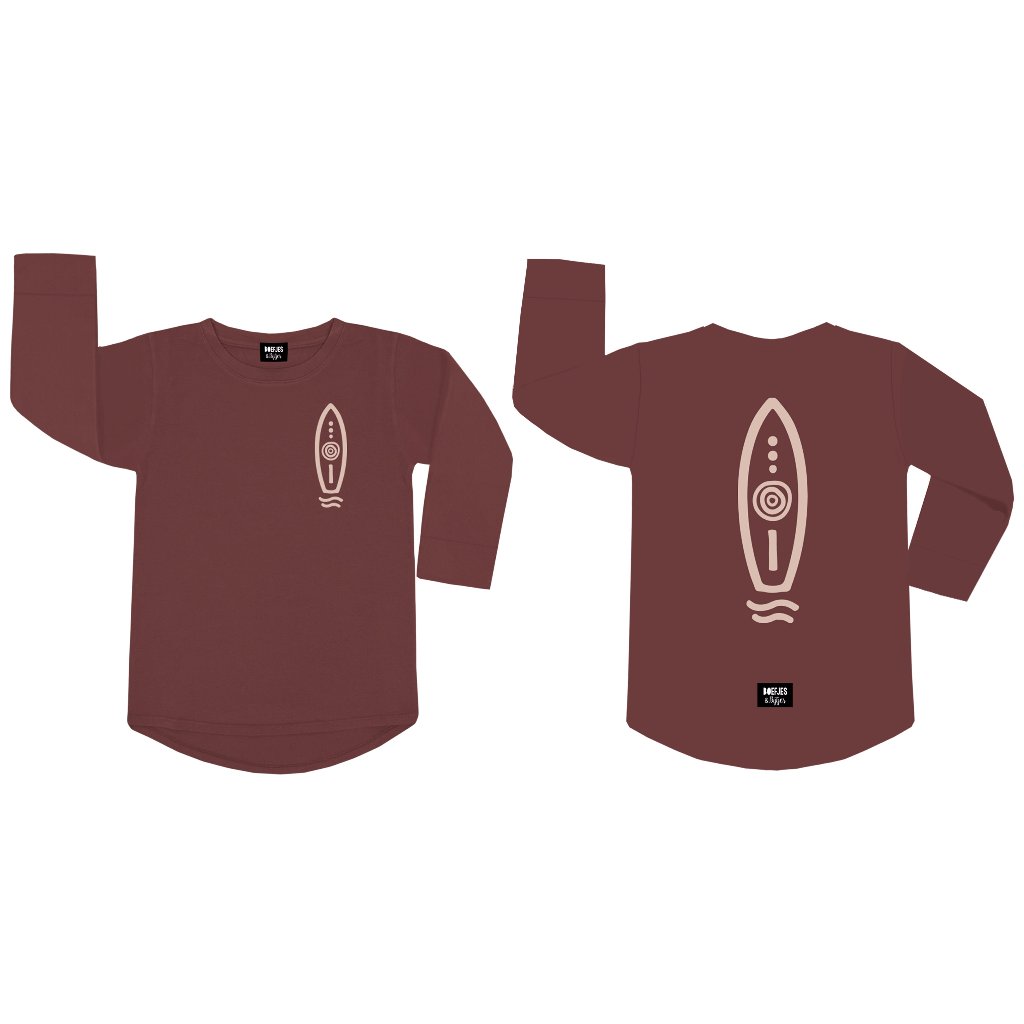 longsleeve met print op de rug. Rugprint. Beachy uniek surfshirt surfkleding. Zomerkleding winterkleding jongens