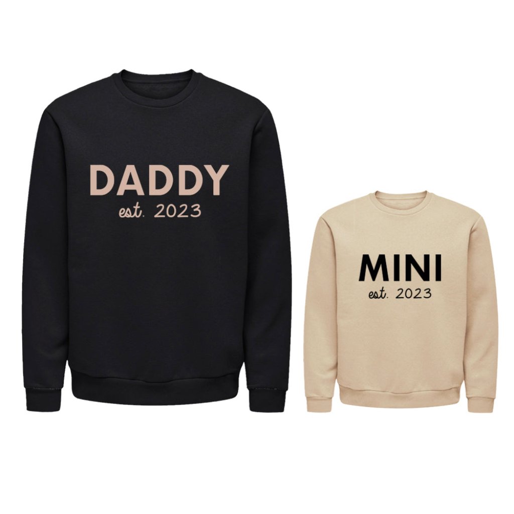 Twinning Twin Set vaderdagcadeau kerstcadeau sinterklaascadeau kado voor papa vader matchen met kind zwangerschapsaankondiging vader en zoon papa en dochter uniek vaderdag kado boefjes en bijtjes truien Daddy Mini