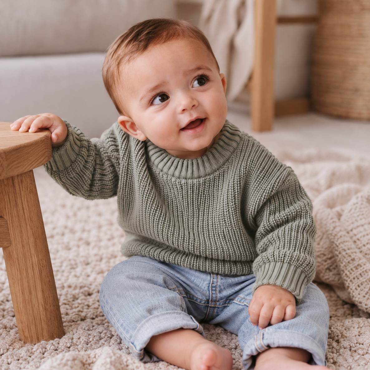Premium knit - Dusty Green | Optie: Met naam