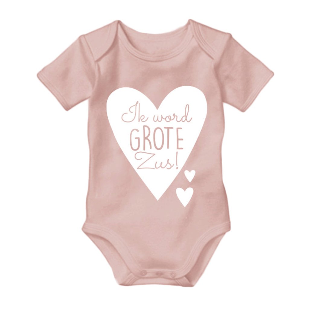 Grote zus rompertje. Voor grote zus to be. Zwangerschapsaankondiging. Zwanger aankondiging. Big sister romper shirtje shirt. Unieke babykleding photoshoot gender reveal cadeautip