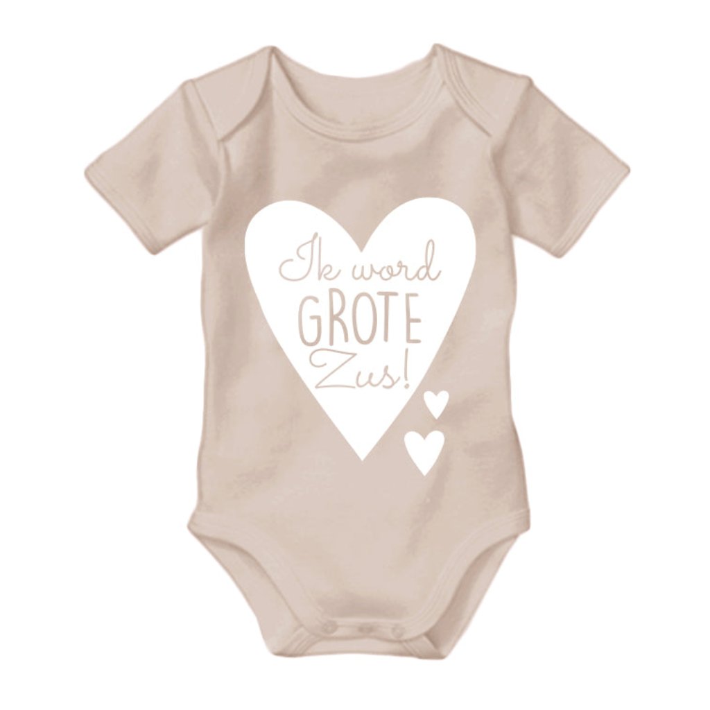 Grote zus rompertje. Voor grote zus to be. Zwangerschapsaankondiging. Zwanger aankondiging. Big sister romper shirtje shirt. Unieke babykleding photoshoot gender reveal cadeautip