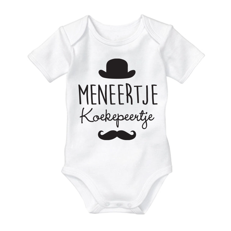 Meneertje Koekepeertje. Meneer de Koekenpeer. Gender reveal. Grappig babycadeautje. Boefjes en Bijtjes. Zwangerschapsaankondiging opa en oma familie vader vrienden. Unieke aankondiging. Baby on the way. verwachting shirtje zwanger zwangerschap babyshower kraamcadeau cadeautip