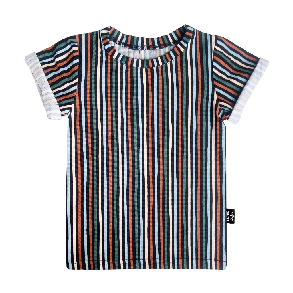 gestreept shirtje met korte en lange mouw. Herfstkleding winterkleding meisjeskleding Boefjes en Bijtjes