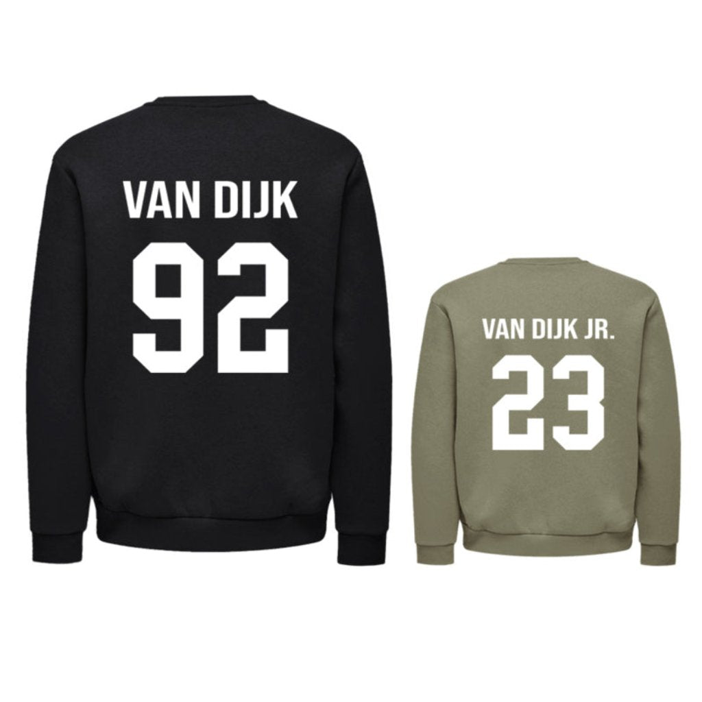 Twinning Twin Set vaderdagcadeau kerstcadeau sinterklaascadeau kado voor papa vader matchen met kind zwangerschapsaankondiging vader en zoon papa en dochter uniek vaderdag kado boefjes en bijtjes truien