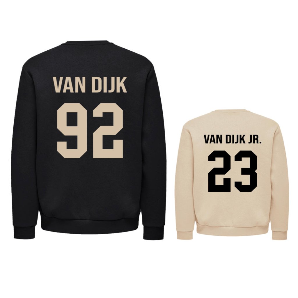 Twinning Twin Set vaderdagcadeau kerstcadeau sinterklaascadeau kado voor papa vader matchen met kind zwangerschapsaankondiging vader en zoon papa en dochter uniek vaderdag kado boefjes en bijtjes truien