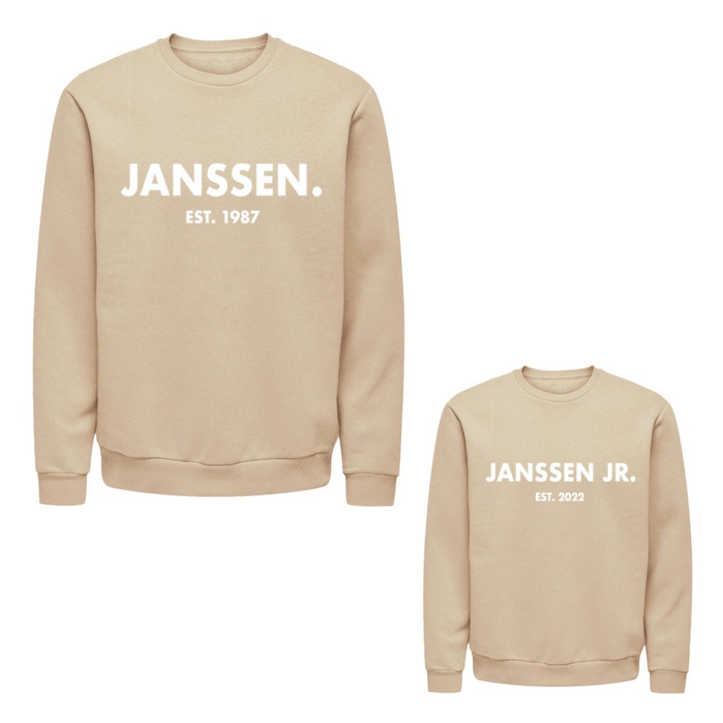 Twinning Twin Set vaderdagcadeau kerstcadeau sinterklaascadeau kado voor papa vader matchen met kind zwangerschapsaankondiging vader en zoon papa en dochter uniek vaderdag kado boefjes en bijtjes truien Daddy Mini