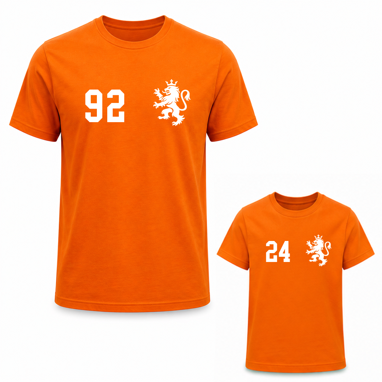 Vader en Kind WK Shirts | Leeuw + nummer