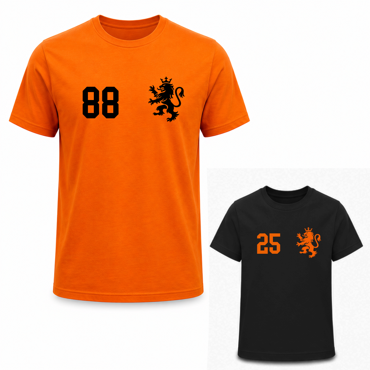 Vader en Kind WK Shirts | Leeuw + nummer