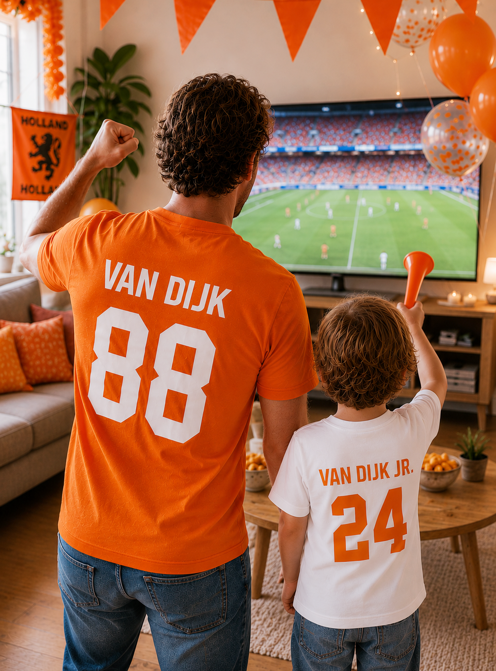 Vader en Kind WK Shirts | Naam + Rugnummer