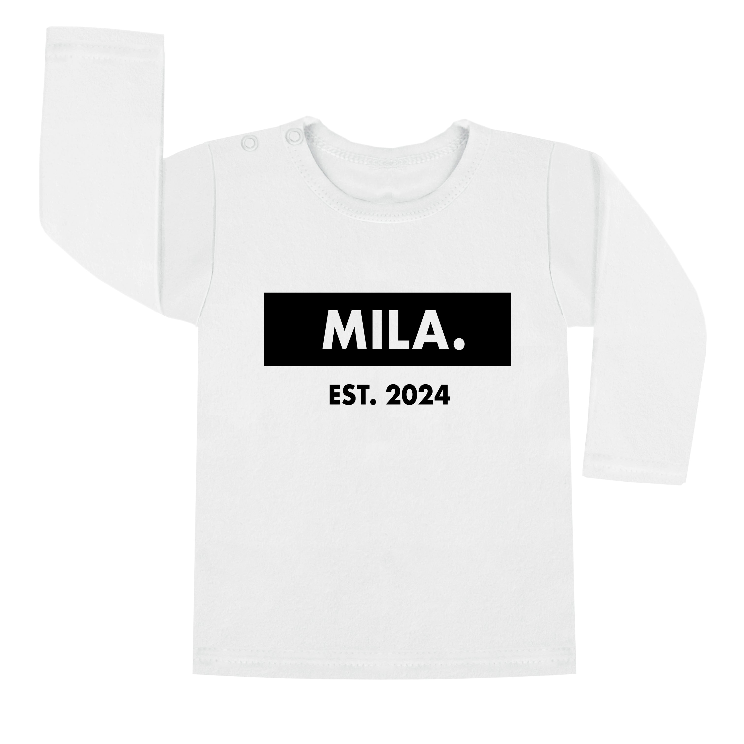 Gepersonaliseerd naamshirtje naam shirtje met geboortejaar. Zwangerschap zwangerschapsaankondiging. Kraamcadeau. Unieke meisjeskleding