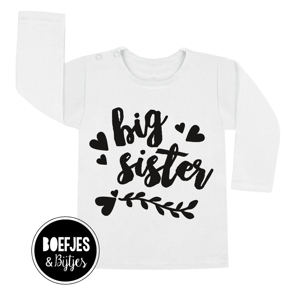 Big Sister shirtje. Voor grote zus (to be) zwangerschapsaankondiging. Zwanger aankondiging. Unieke meisjes kleding