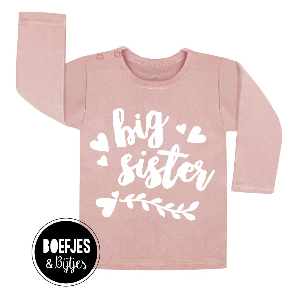 Big Sister shirtje. Voor grote zus (to be) zwangerschapsaankondiging. Zwanger aankondiging. Unieke meisjes kleding