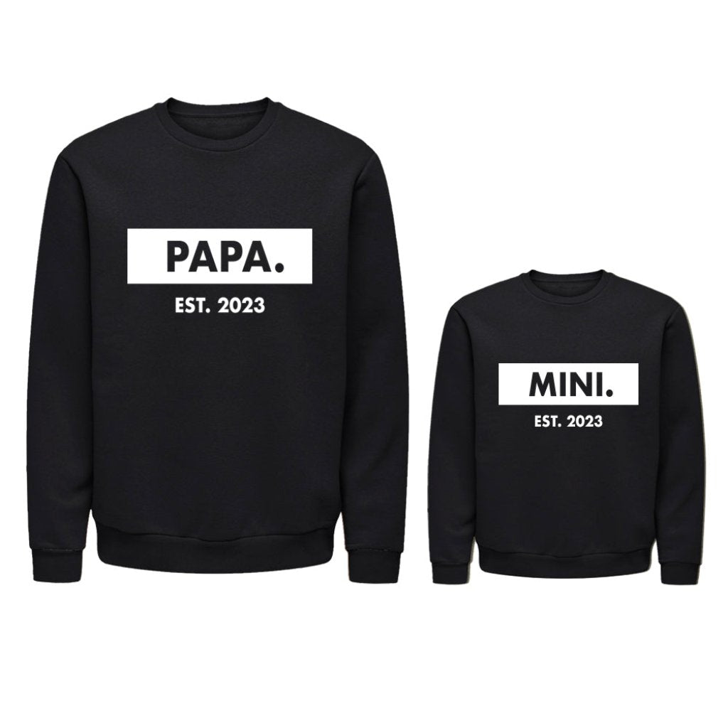 Twinning Twin Set vaderdagcadeau kerstcadeau sinterklaascadeau kado voor papa vader matchen met kind zwangerschapsaankondiging vader en zoon papa en dochter uniek vaderdag kado boefjes en bijtjes truien
