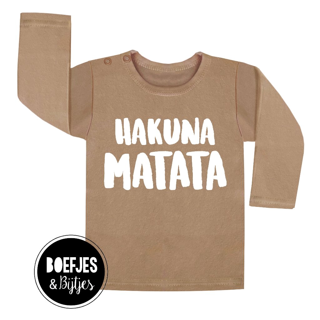 Hakuna Matata shirtje. Swahili, Lion King. Boefjes en Bijtjes. Unieke kinderkleding. 
