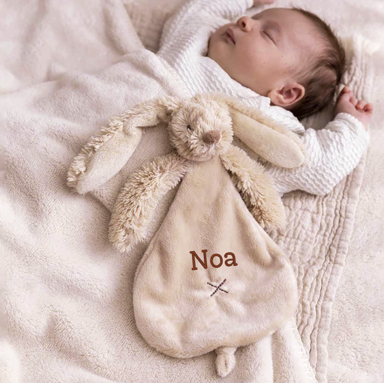 Happy Horse | Knuffeldoekje met naam - Beige