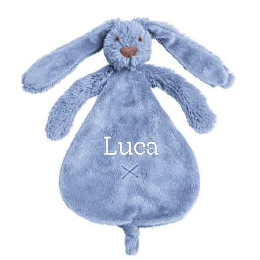 Happy Horse | Knuffeldoekje met naam - Blauw