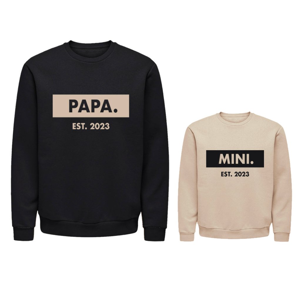 Twinning Twin Set vaderdagcadeau kerstcadeau sinterklaascadeau kado voor papa vader matchen met kind zwangerschapsaankondiging vader en zoon papa en dochter uniek vaderdag kado boefjes en bijtjes truien