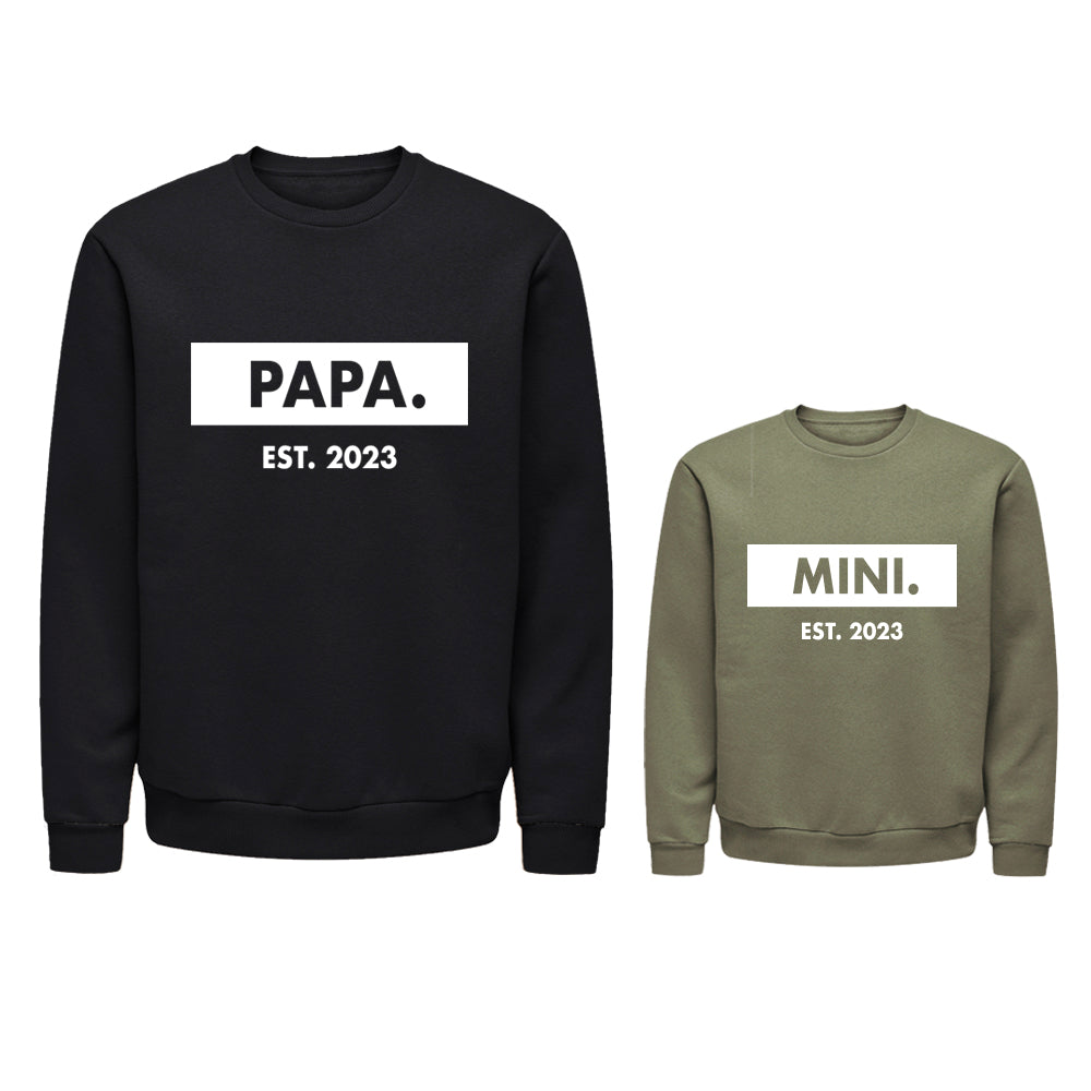 Twinning Twin Set vaderdagcadeau kerstcadeau sinterklaascadeau kado voor papa vader matchen met kind zwangerschapsaankondiging vader en zoon papa en dochter uniek vaderdag kado boefjes en bijtjes truien